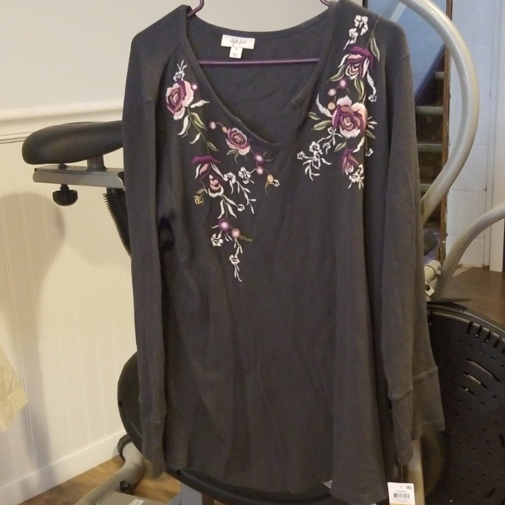 Style & Co 3X Thermal Floral Top Perfect for Fall